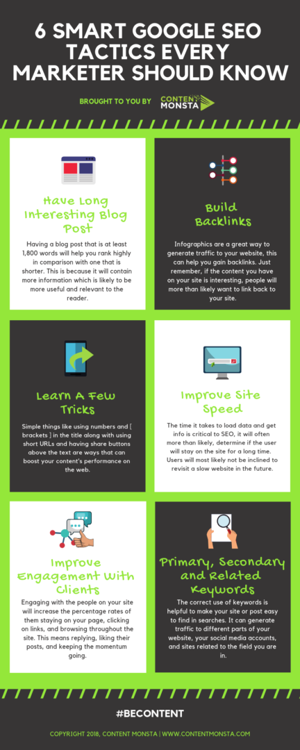 6 Smart Google SEO Tactics Infographic