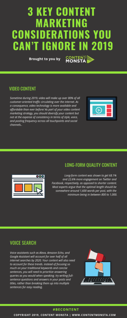 3 KEY CONTENT MARKETING CONSIDERATIONS YOU CAN’T IGNORE IN 2019 Infographic