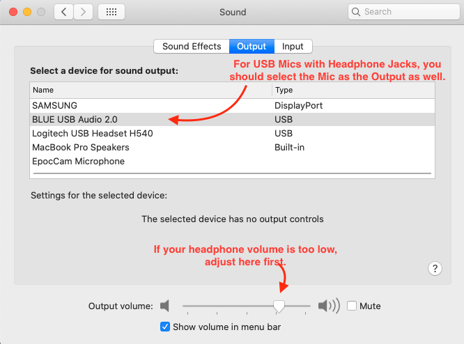 Mac output settings for podcasting