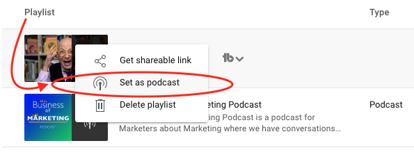 Set playlist as a podcast