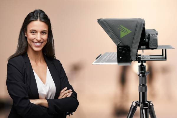 woman recording using the professional remote video production kit from Content Monsta