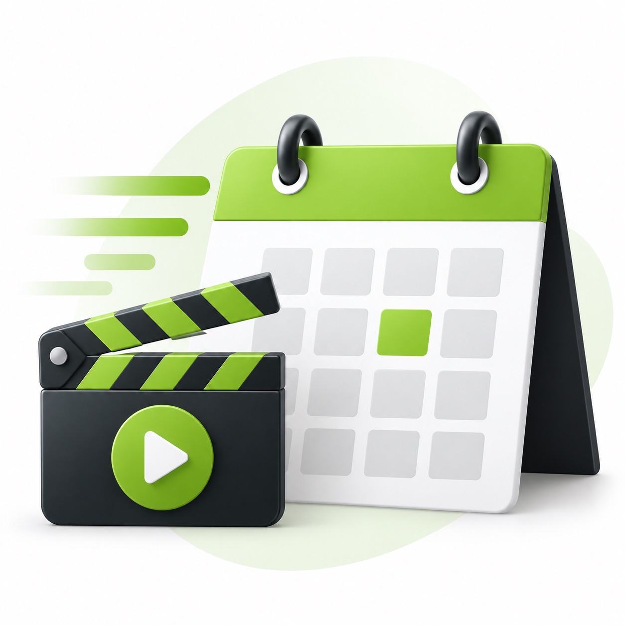 Calendar showing a short video recording session booked like a regular meeting
